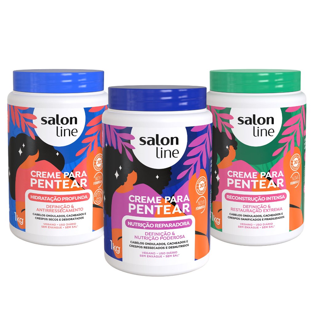 Cronograma Capilar Queridinho 3 cremes para pentear Salon Line