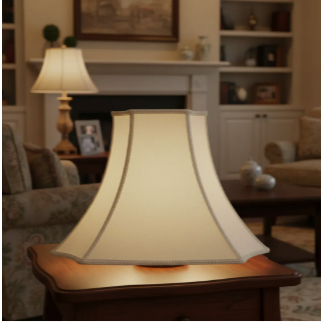 Cúpula Abajur luminaria 31x41x21cm Estilo Oitavada Grande de Tecido Algodão Soquete nacional E27 Cor Bege