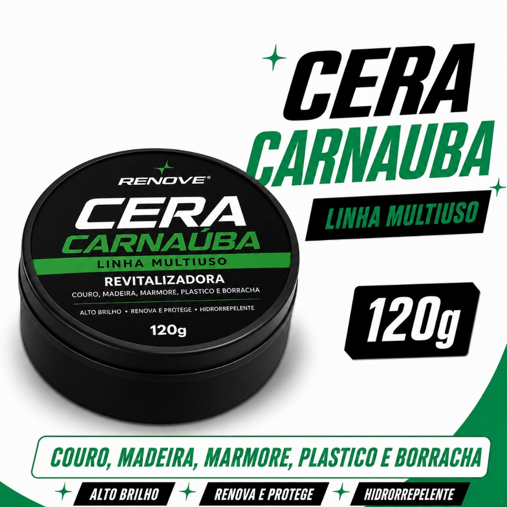 Cera De Carnaúba MultiUso 120g Renove - Couro Madeira Plástico E Borracha
