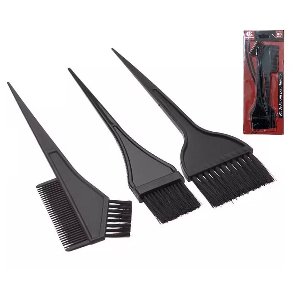 Kit De Pincéis Para Tintura Pincel Para Pintar Cabelos 3 Peças