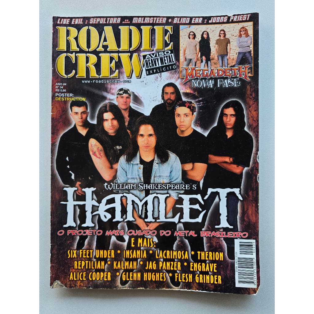 Revista Roadie Crew Nº 34 - 2002 - Megadeth / Hamlet