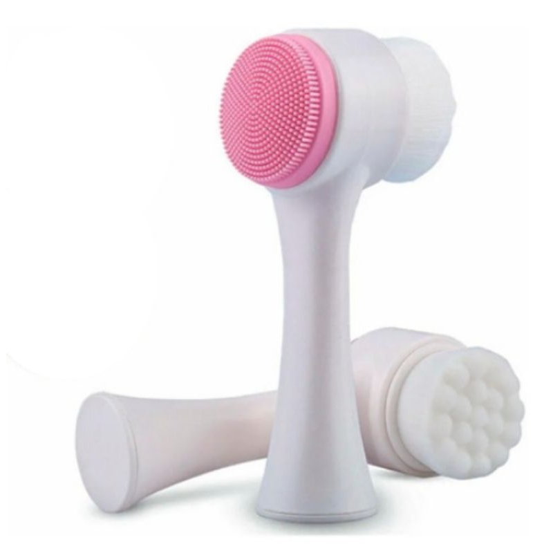 Escova de Banho e Facial Dupla Face Silicone Massageadora Limpeza 2 em 1