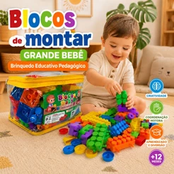 Blocos De Montar Grandes Bebê Brinquedo Educativo Pedagógico Com 91 Peças