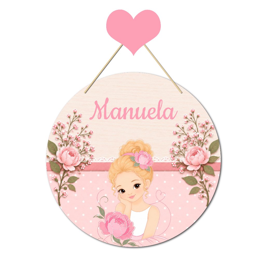 Enfeite Porta Maternidade Menina Bailarina Nome Personalizado Quadro Infantil