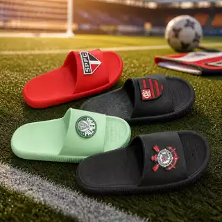Chinelo Slide - Time de Futebol - Leve Confortável Lançamento - Adulto e Infantil