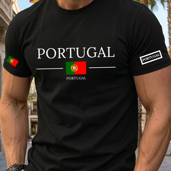 Camisa Masculina 100% Algodão Camiseta T-Shirt Estampa Portugal Copa do Mundo 2026 Moda Street Moderna