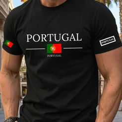 Camisa Masculina 100% Algodão Camiseta T-Shirt Estampa Portugal Copa do Mundo 2026 Moda Street Moderna