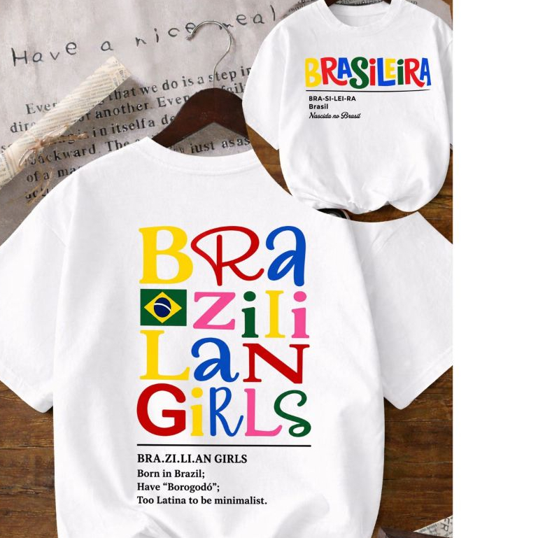 Camiseta Camisa Blusa 100% Algodão blusa feminina da Copa do Mundo Brasil Brazilian Brasileira