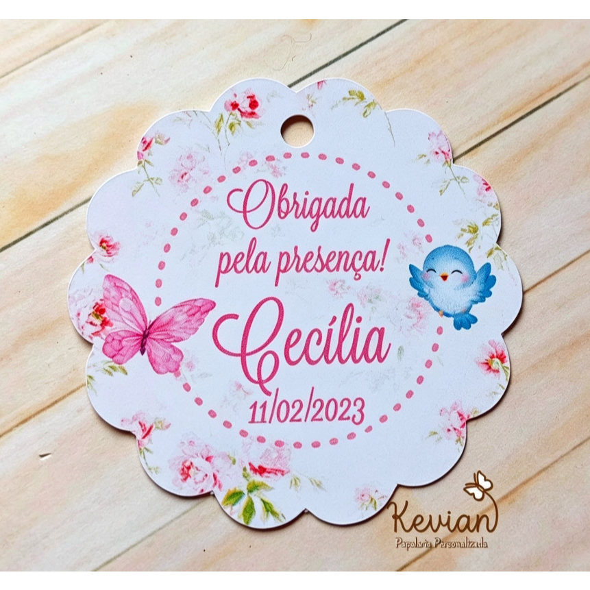 Tag Lembrancinha Maternidade Personalizada - Tag Jardim Encantado Passarinho | Obrigada Pela Presença | Envio Rápido
