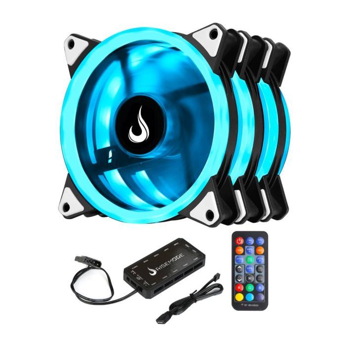 Kit C/3 Ventoinhas Rise Mode Smart RGB 120mm Preto - RM-FN-02-RGB