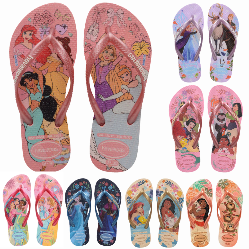 Chinelo Havaianas Infantil Kids Meninas Princesas Personagens Original 23 ao 34