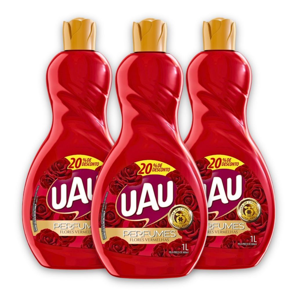 Kit 3un Limpador 1L UAU Flores Vermelhas E Sedução Promo