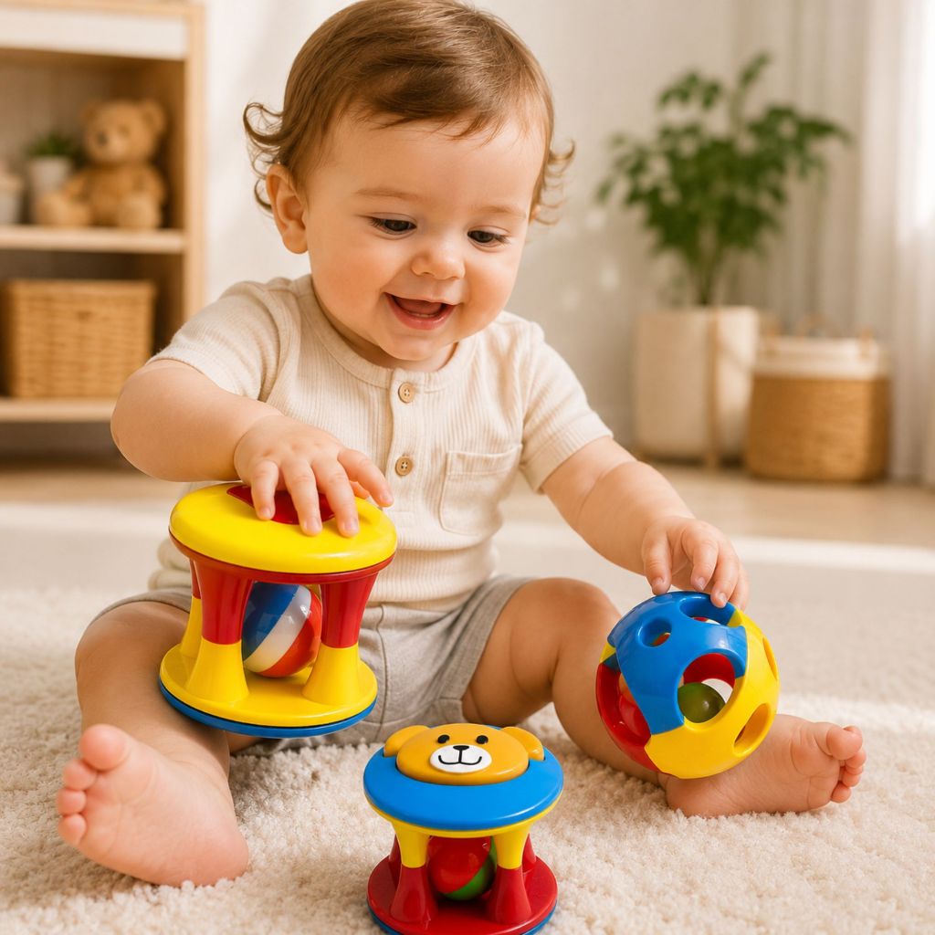 Chocalho Sensorial Infantil Colorido para Bebê Educativo Brinquedo