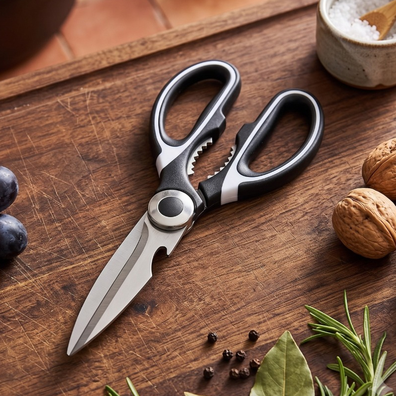 Tesoura Multiuso Aço Inox 5 Funções - Corta Ossos, Abre Castanhas e Garrafas, 20cm