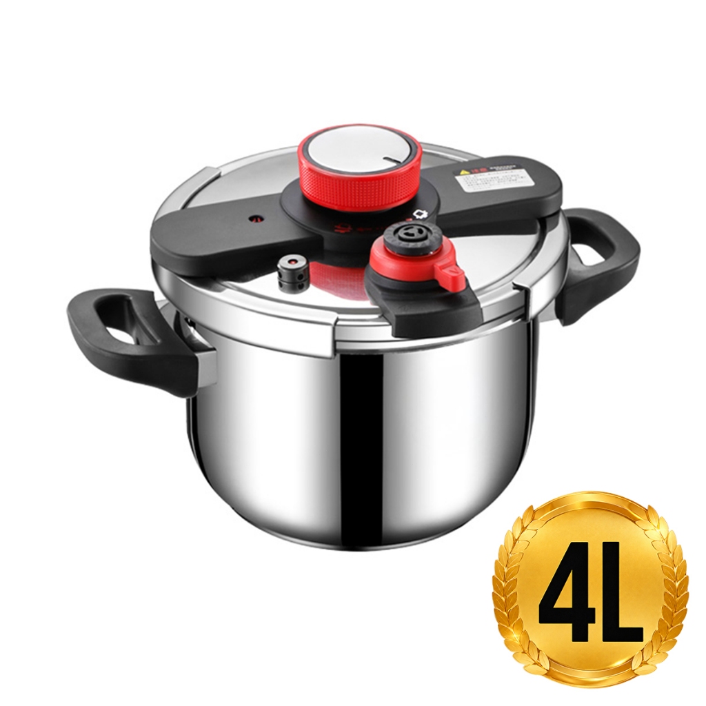 Imagem Panela de Pressão Aço Inox Fundo Triplo Pro Indução e Gás 4-8L Fechamento Externo