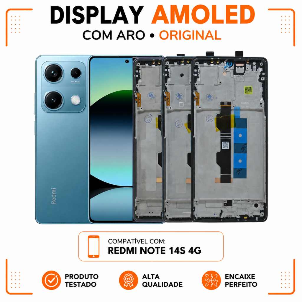 Frontal  Redmi Note 14S 4G Tela C/Aro Display Amoled Original C/Digital Biometri