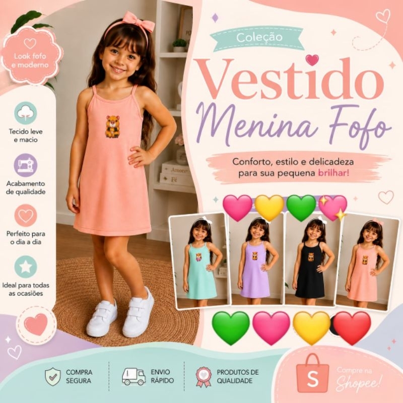 Vestido Menina Fofo e Delicado TAM 6-8-10