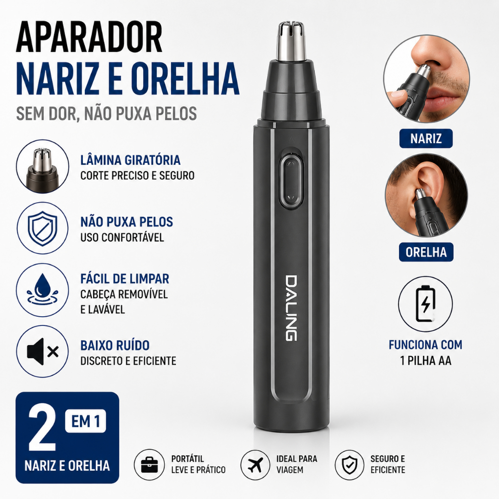 Aparador Nariz e Orelha Daling DL7106 Sem Dor Não Puxa Pelos Portátil