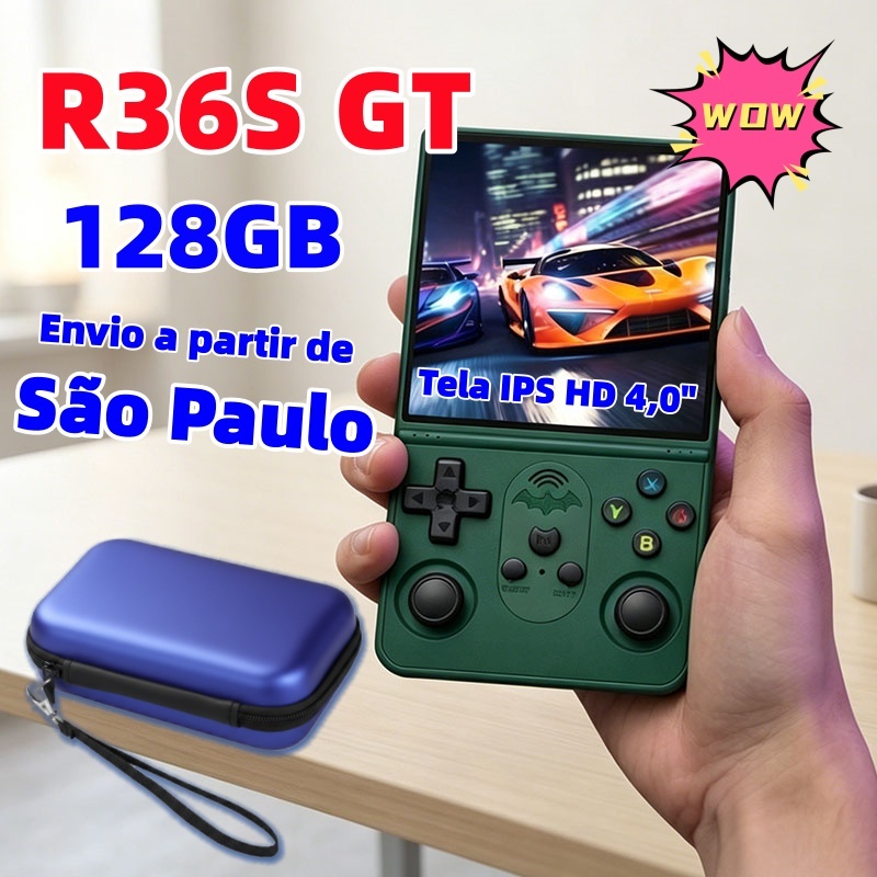 【GOGOCAT】Novo modelo 2026 console de videogame portátil R36S GT,128 GB,1GB de RAM,pode rodar God of War - envio rápido