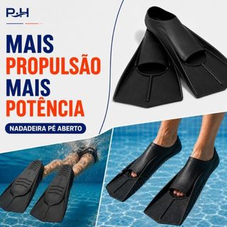 Nadadeira Treino Natação Profissional Pé Aberto Piscina Antiderrapante Mergulho Pé de Pato Barbatana