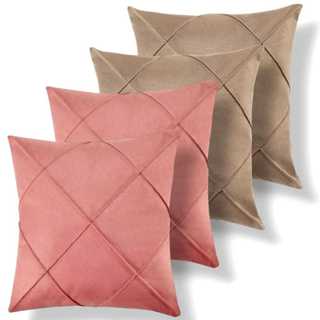 Kit 4 Capas de Almofadas 45x45cm Drapeadas Decoração Sala e Quarto Suede Toque Macio.