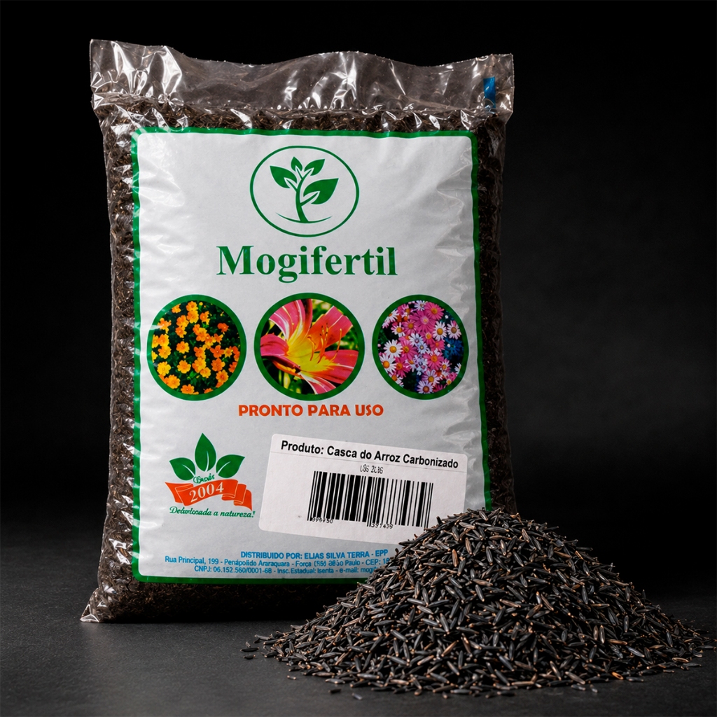 Casca de Arroz Carbonizada 50L Substrato  Natural Profissional Jardinagem Cultivo Drenagem Plantas