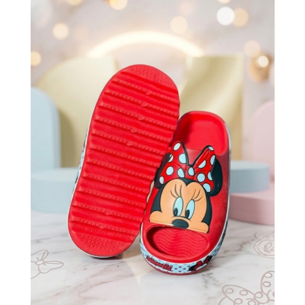 Papete Infantil da Minnie Sandália Confortável Meninas Personagem Sapato Vermelho