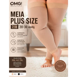 Meia 7/8 Plus Size Meia Coxa com Compressão Média 20–30mmHg SUPER CONFORT OMG! - ORIGINAL