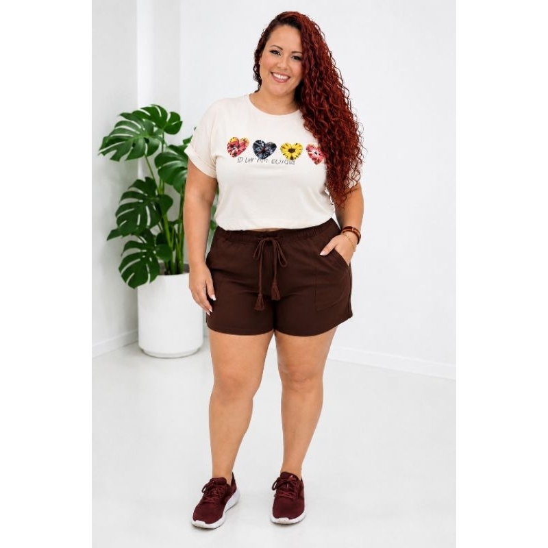 Short Plus Size Moletinho Com Elástico Confortável Zero Transparência do M AO G1 do 44 ao 54