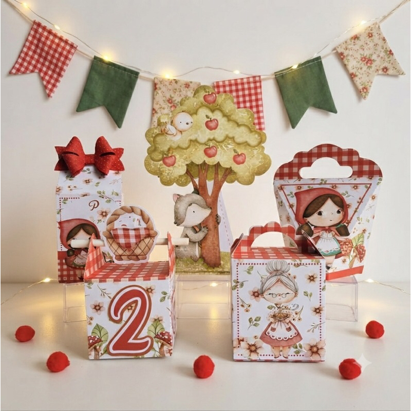Kit Personalizados Chapeuzinho Vermelho Aquarelado Lembrancinha Festa Infantil Aniversário