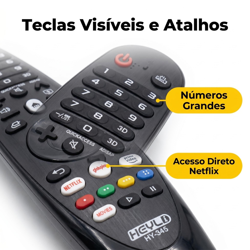 Detalhes do Controle Remoto Universal Para TV LG HY-345 Com 2 Pilhas Pronto Para Uso