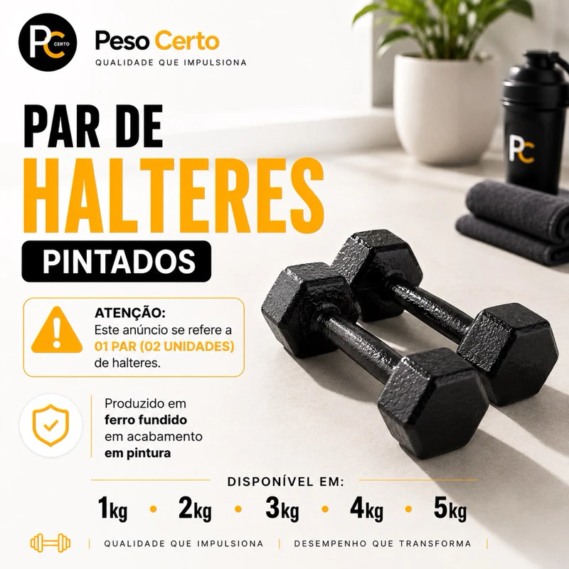 Par Halter Sextavado Pintado-Musculação Academia Funcional Peso Para Braço Treino em Casa Crossfit — imagem 1