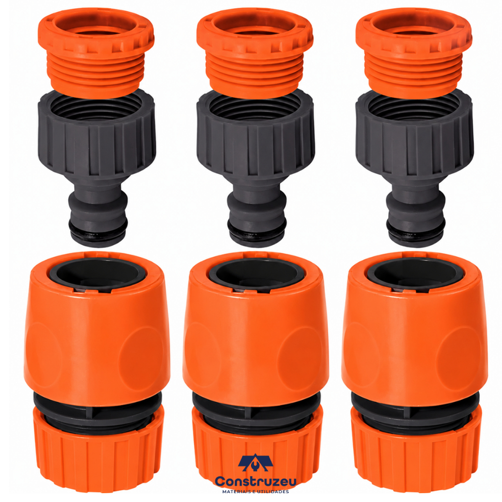 Kit Engate Rápido 1/2 + Adaptador Rosca Irrigação 3/4 x 1/2 Mangueira Torneira Linha Premium
