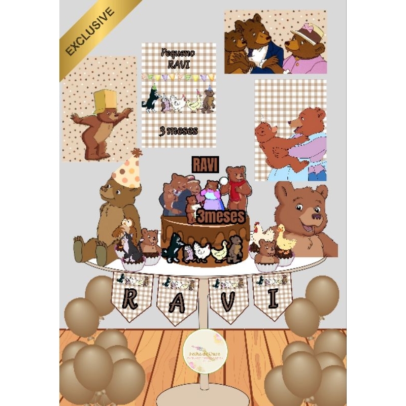 kit  só  um Bolinho  do Pequeno Urso  para festa/Aniversários/mêsversários