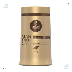 Haskell Máscara Mandioca 900gr para Cabelos Fracos e Opacos Hidratação Intensa Vegano Sem Parabenos e Corantes
