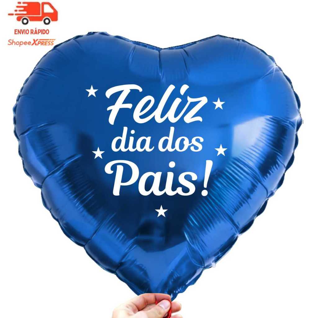 Balão Coração Metalizado Personalizado 45cm – Para Aniversário Dia dos Pais Festa e Decoração