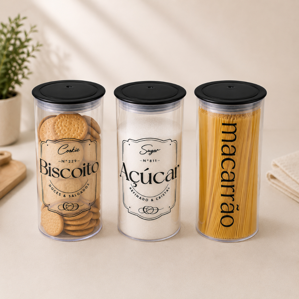 Pote Hermético Organizador Porta Mantimentos 1400ml Transparente Para Cozinha