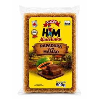 Rapadura Com Mamão Mineirinha 500g - KIT C/ 02 UNIDADES