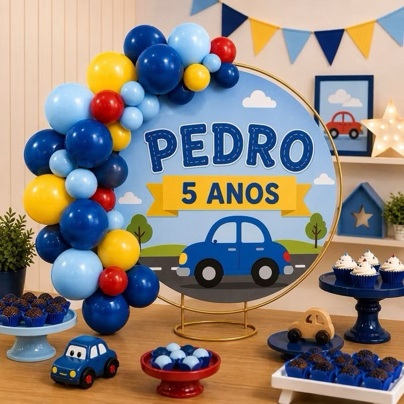 Arco De Mesa Pé Redondo Dourado Festa Bexiga Mini 50cm com Pintura Eletrostática.