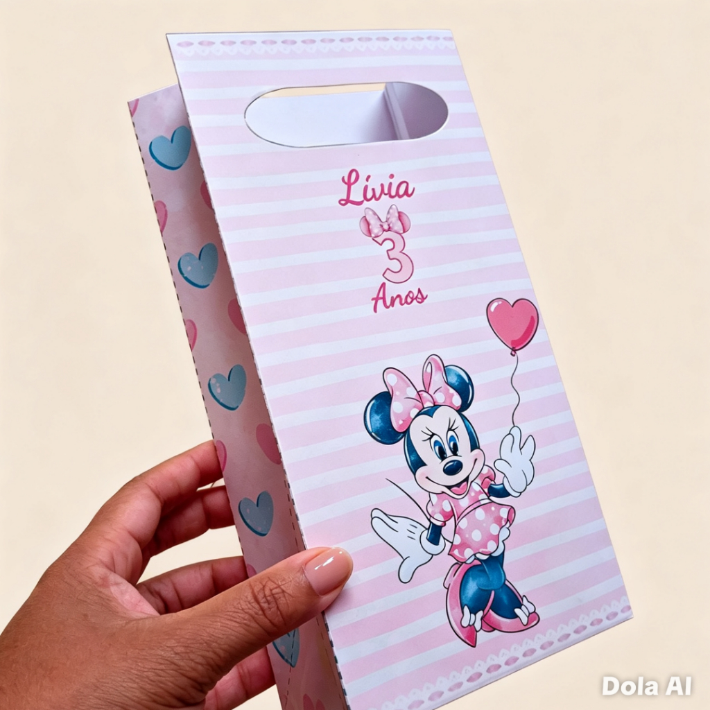 Sacolinha personalizada Minnie SEMI MONTADA lembrancinha surpresa mimos festa aniversário infantil