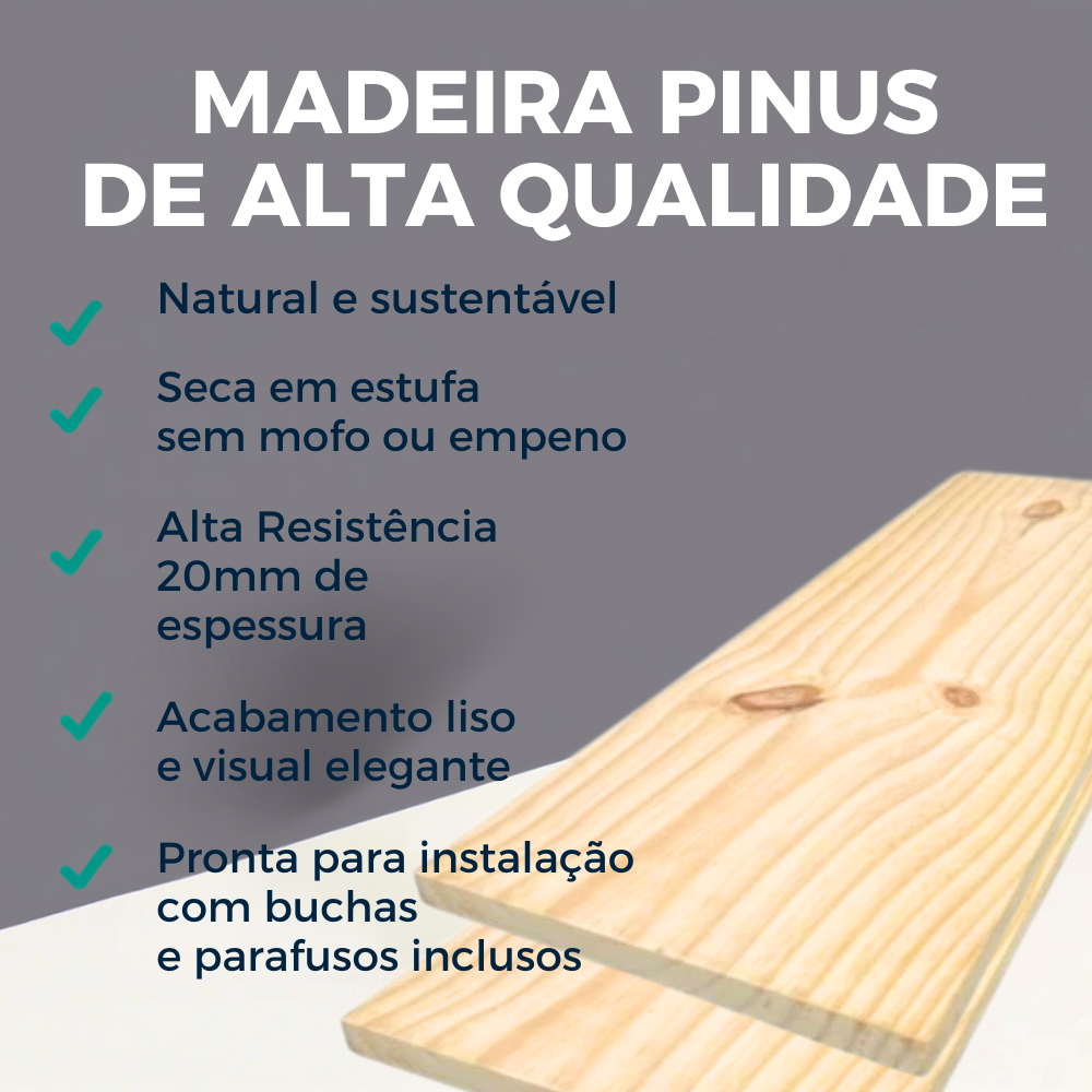 Prateleira Dupla Suspensa Industrial Suporte Microondas Forno Air Fryer Ferro Madeira Pinus — imagem 2 de 2