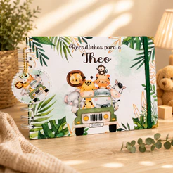 Caderno de assinatura e recados aniversário Personalizado Infantil Safari