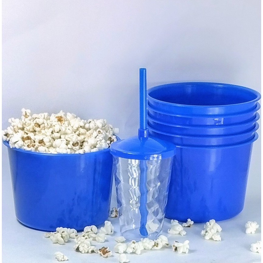 Kit 30 Cinema Balde Pipoca 1,5L + Copos CRISTAL Twister 400ml Acrílico