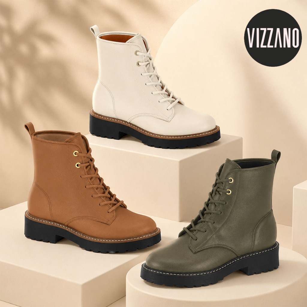 Bota Vizzano Coturno Salto Baixo Tratorado Feminina Cano Curto Plataforma Meia Pata - 3103.100