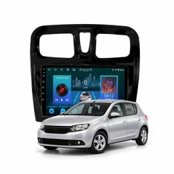 Multimídia Sandero Logan 2015 A 2024 2ram+64gb Carplay Android Gps Bluetooth 9 Polegadas