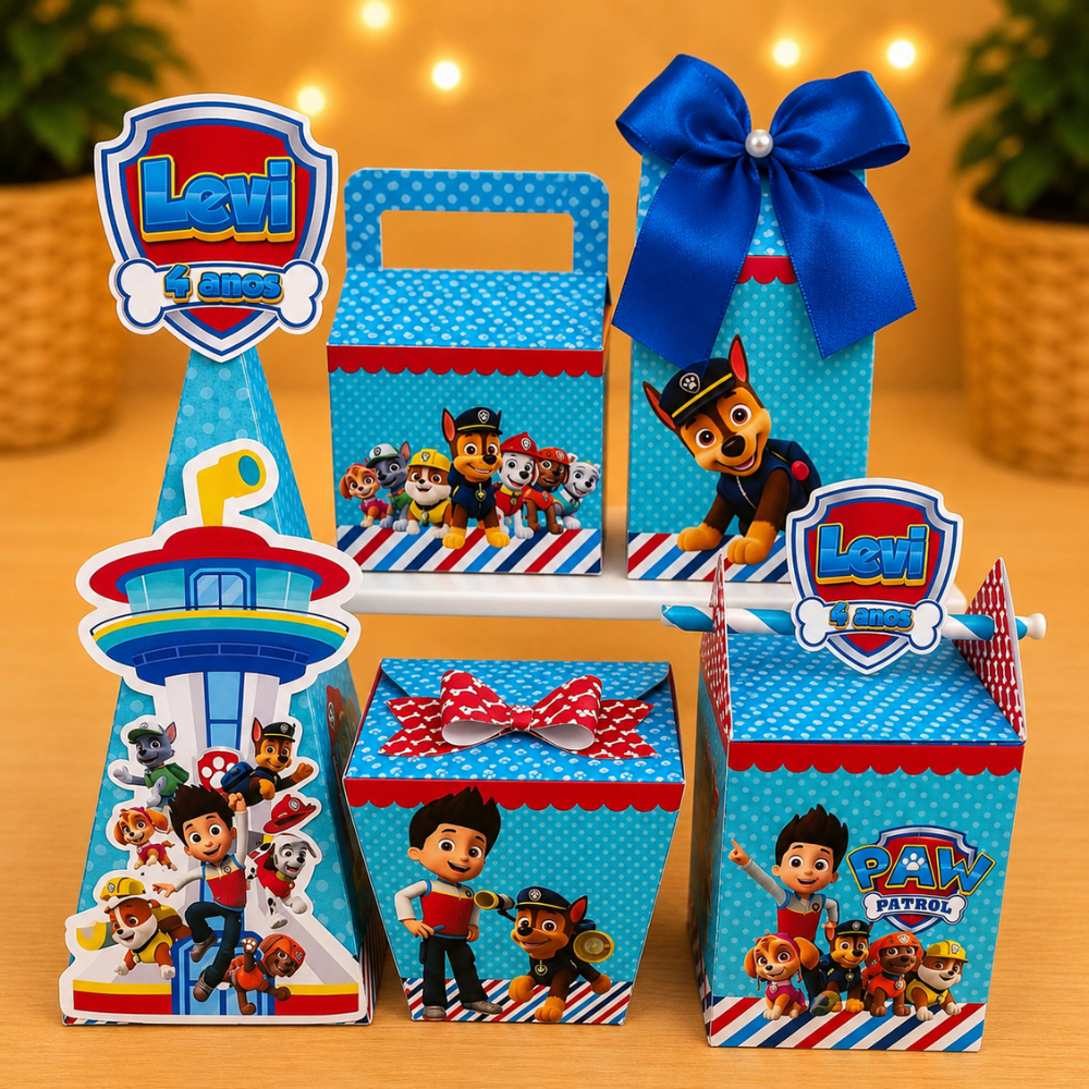 Kit Festa Patrulha Canina Personalizado | Lembrancinha Patrulha Canina l Pegue e Monte | Caixinhas Personalizadas Infant