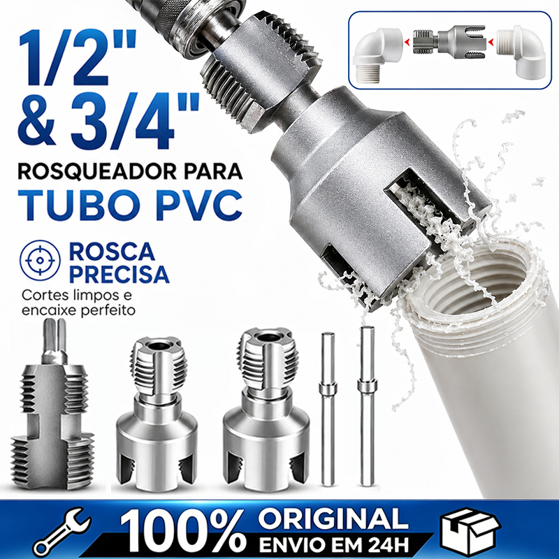 Abridor de Rosca Interna Externa para Tubo PVC Tamanhos 1/2 e 3/4 Ferramenta Encanamento para Furadeira