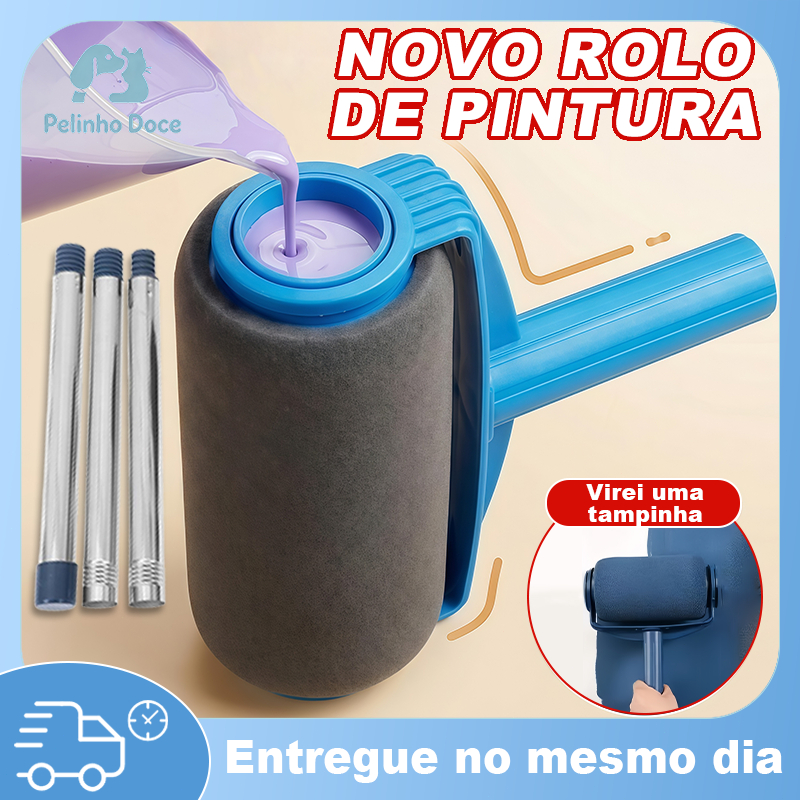 Kit Rolo de Pintura Com Reservatório E Pintura Parede Reforma e Construção Rolo De Pintar Parede+Cabo Extensível 72cm