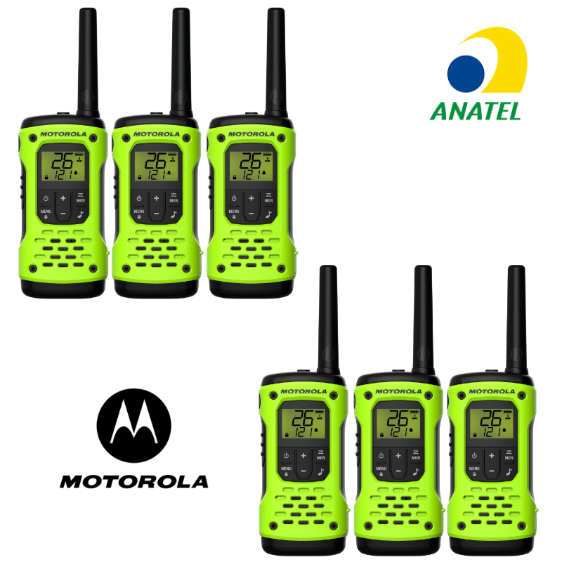6x Rádio Comunicador Prova D'água Ip67 MOTOROLA T600BR H2O 35KM HT TALKABOUT