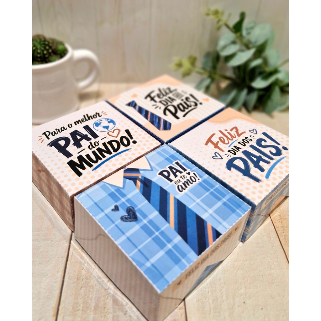 KIT 10  Caixinha Personalizada – Embalagem para Doces e Lembrancinhas | Dia dos Pais 💙🎁